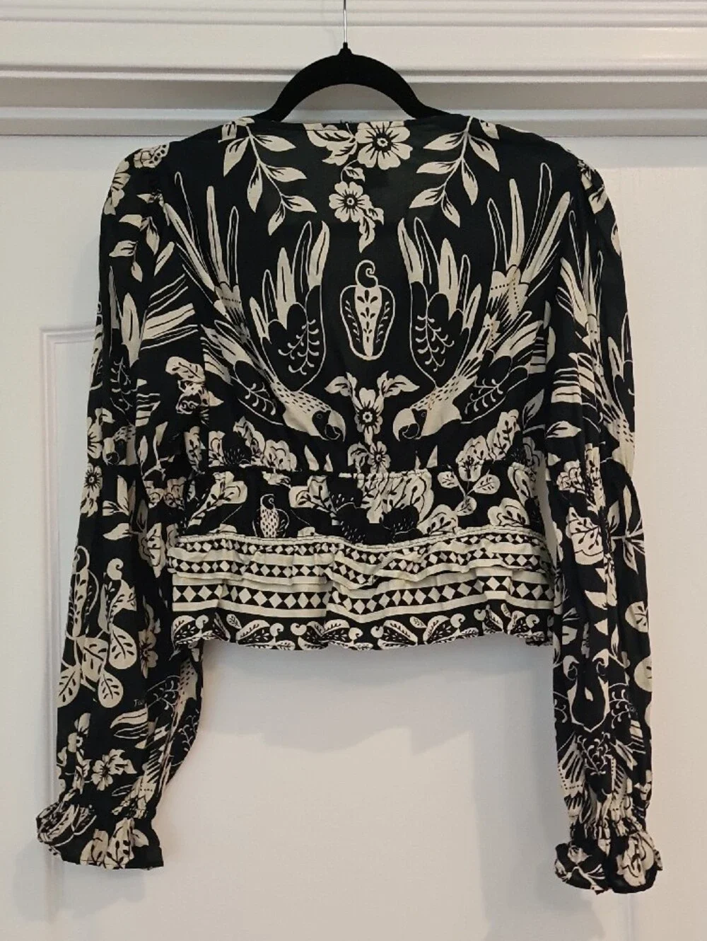 FARM Rio Black & Cream Floral Parrot Blouse